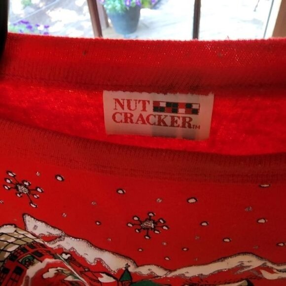 Nutcracker Vintage Sz M Red Puff Graphic Embellished Holiday House LS Sweatshirt - Picture 3 of 9